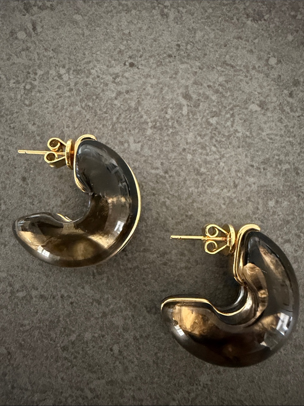 Resin and Gold Puff Hoop Earrings